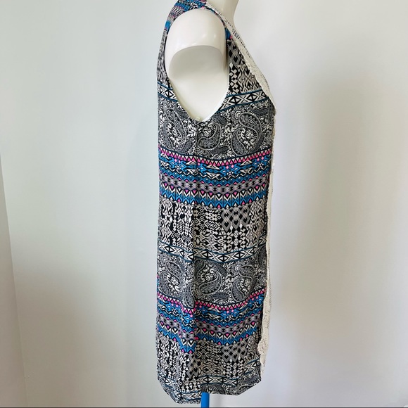 AS U WISH midi DRESS with bright blue bohemian Shift DRESS lined sleeveless M - Picture 4 of 13